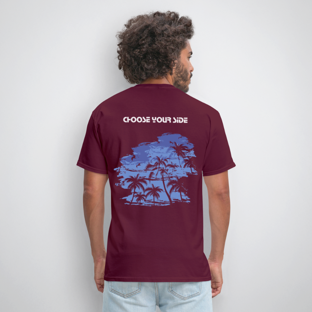 Riviera “Choose Your Side” T-Shirt – Minimal Streetwear Tee - burgundy